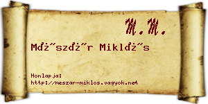 Mészár Miklós névjegykártya